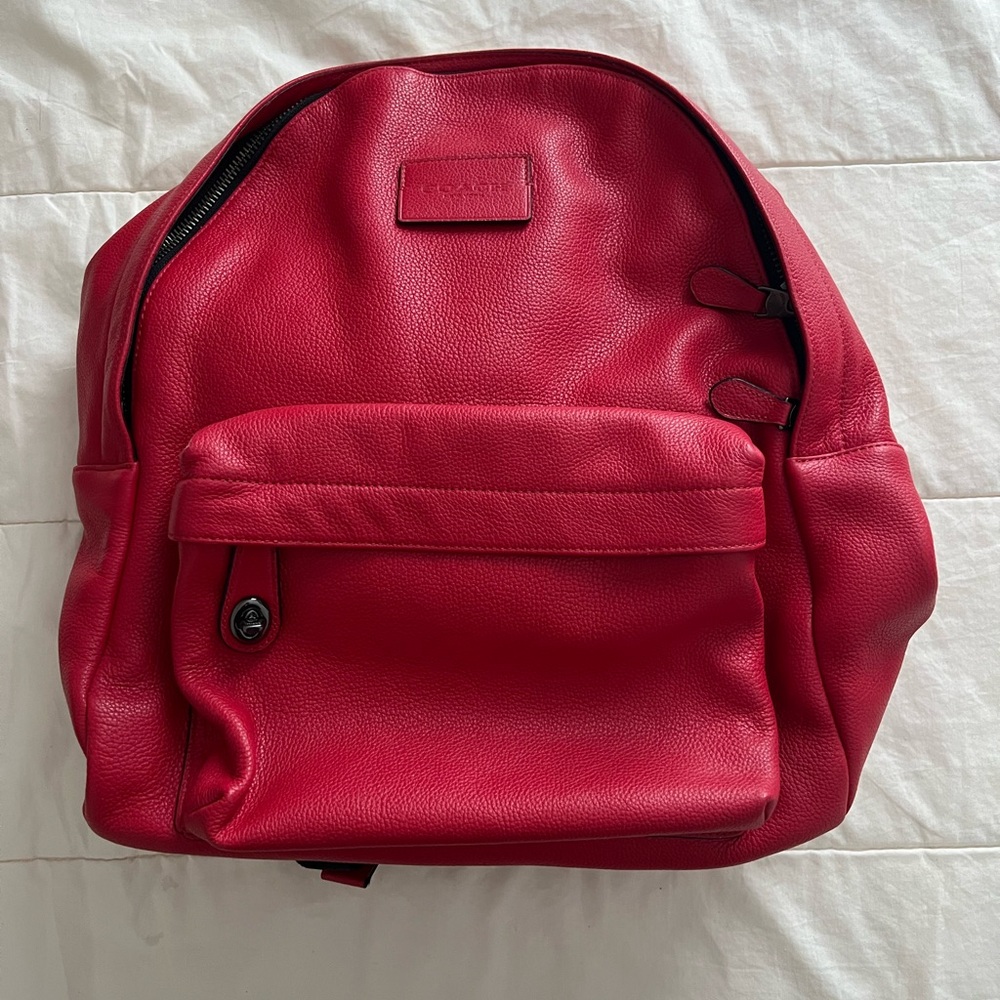 Coach Red Leather Backpack